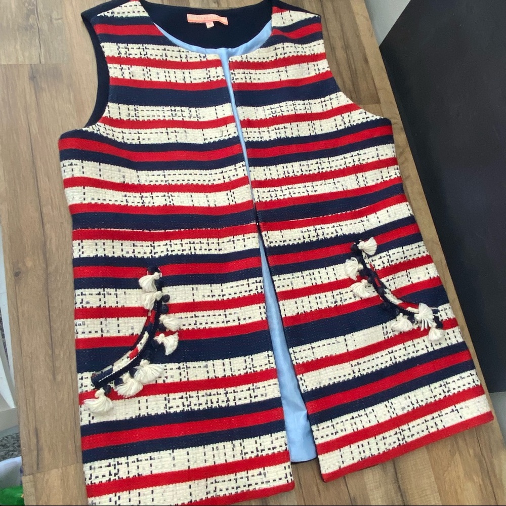 Vilagallo Patriotic Red White Blue Striped Vest